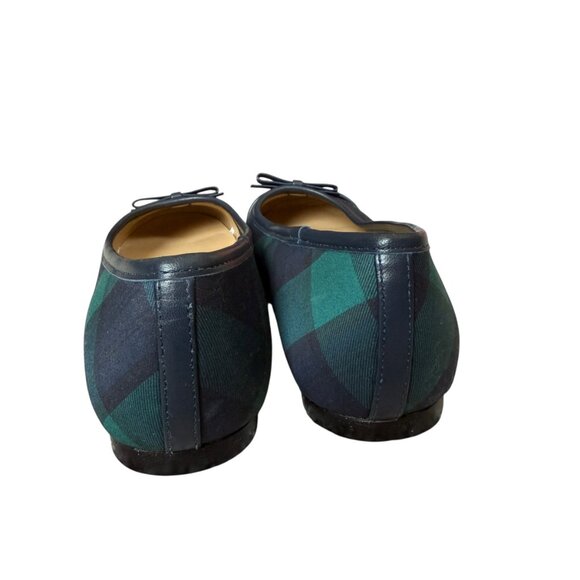 Talbots blair ballet flats indigo blue multi plaid women's size 6M leather sole - Picture 6 of 11